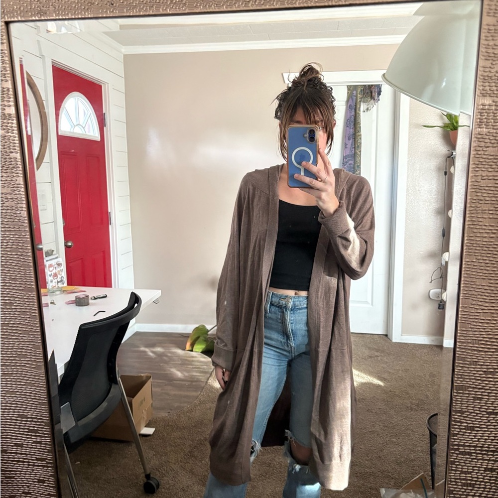 Women's Brown Long Cardigan Sweater